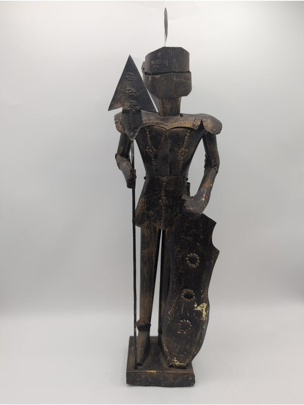 Vintage Mid-Century Metal Knight Standing Armor Statue